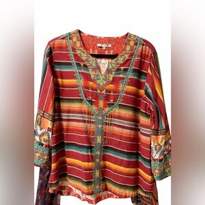 (SOLD) John Mark Vibrant Striped Tunic Top